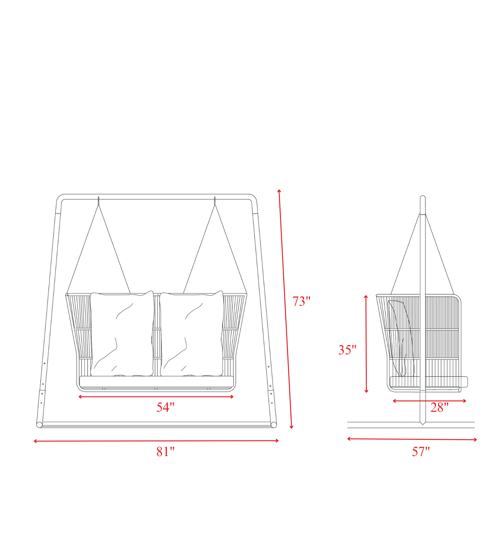 Inga Double Seater Hanging Swing With Stand For Balcony, Garden Swing (Grey) Braided & Rope