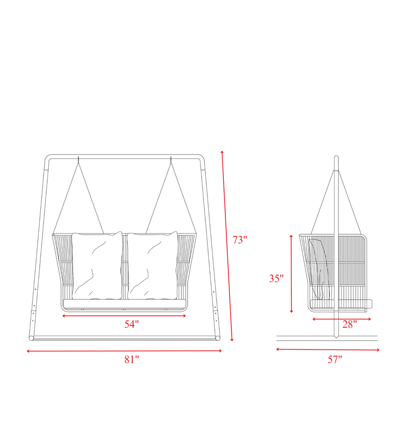 Inga Double Seater Hanging Swing With Stand For Balcony, Garden Swing (Grey) Braided & Rope