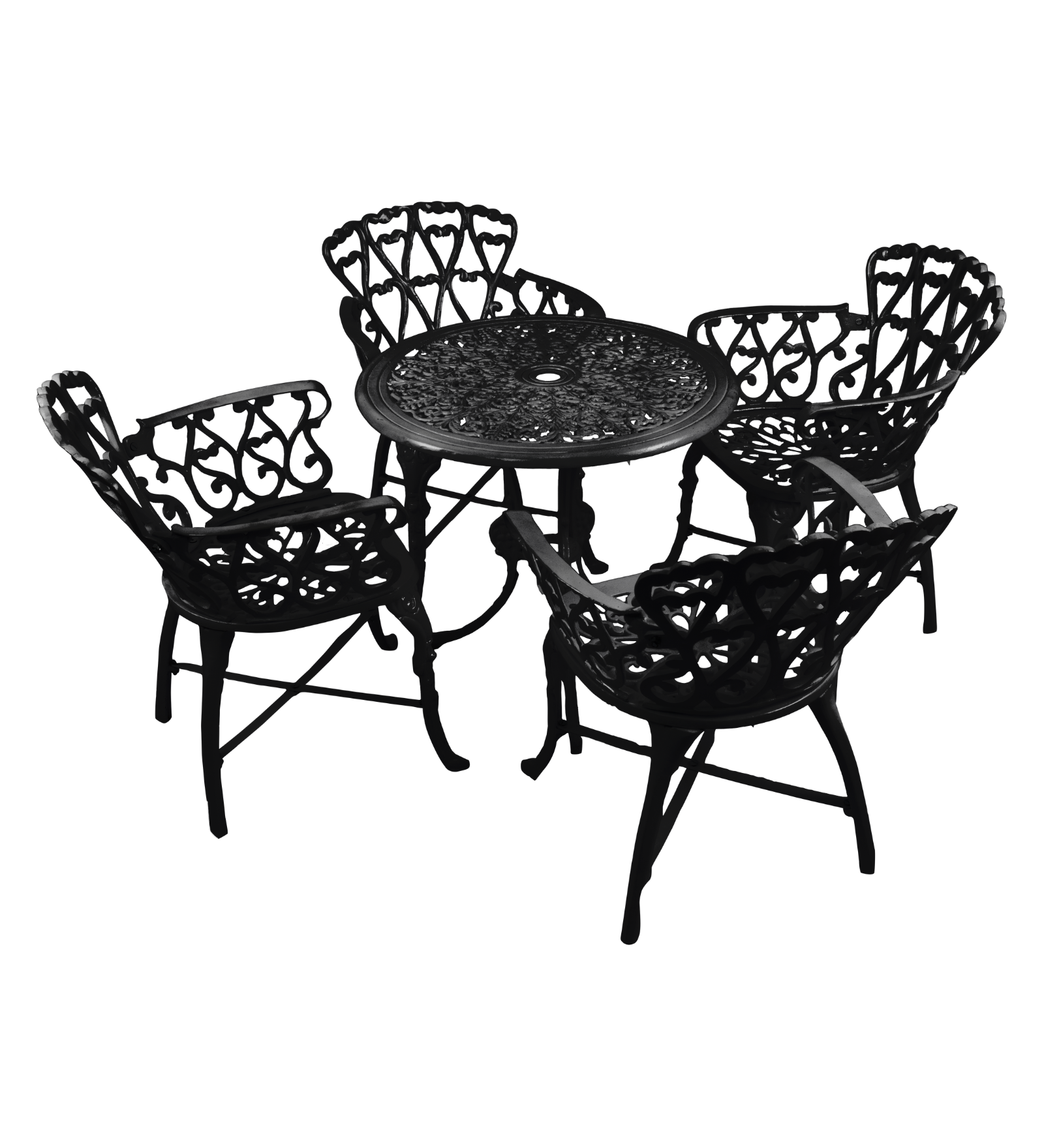 Rudi Cast Aluminium Garden Patio Seating 4 Chair and 1 Table Set