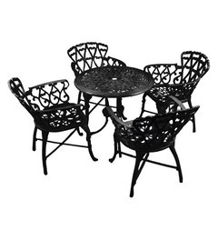 Rudi Cast Aluminium Garden Patio Seating 4 Chair and 1 Table Set