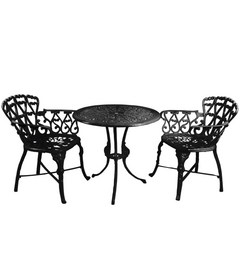Rino Cast Aluminium Garden Patio Seating 2 Chair and 1 Table Set