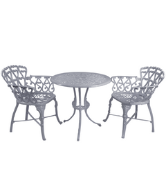 Rino Cast Aluminium Garden Patio Seating 2 Chair and 1 Table Set