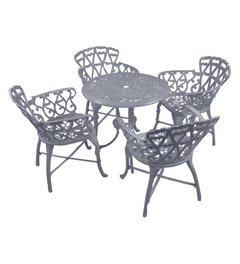 Rudi Cast Aluminium Garden Patio Seating 4 Chair and 1 Table Set