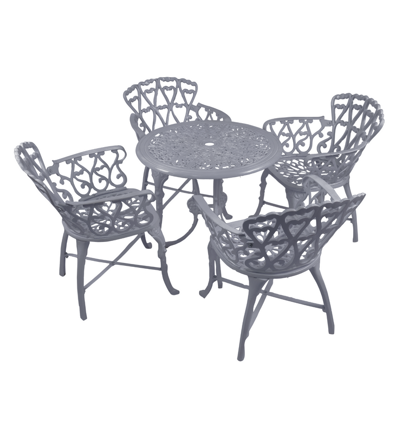 Rudi Cast Aluminium Garden Patio Seating 4 Chair and 1 Table Set