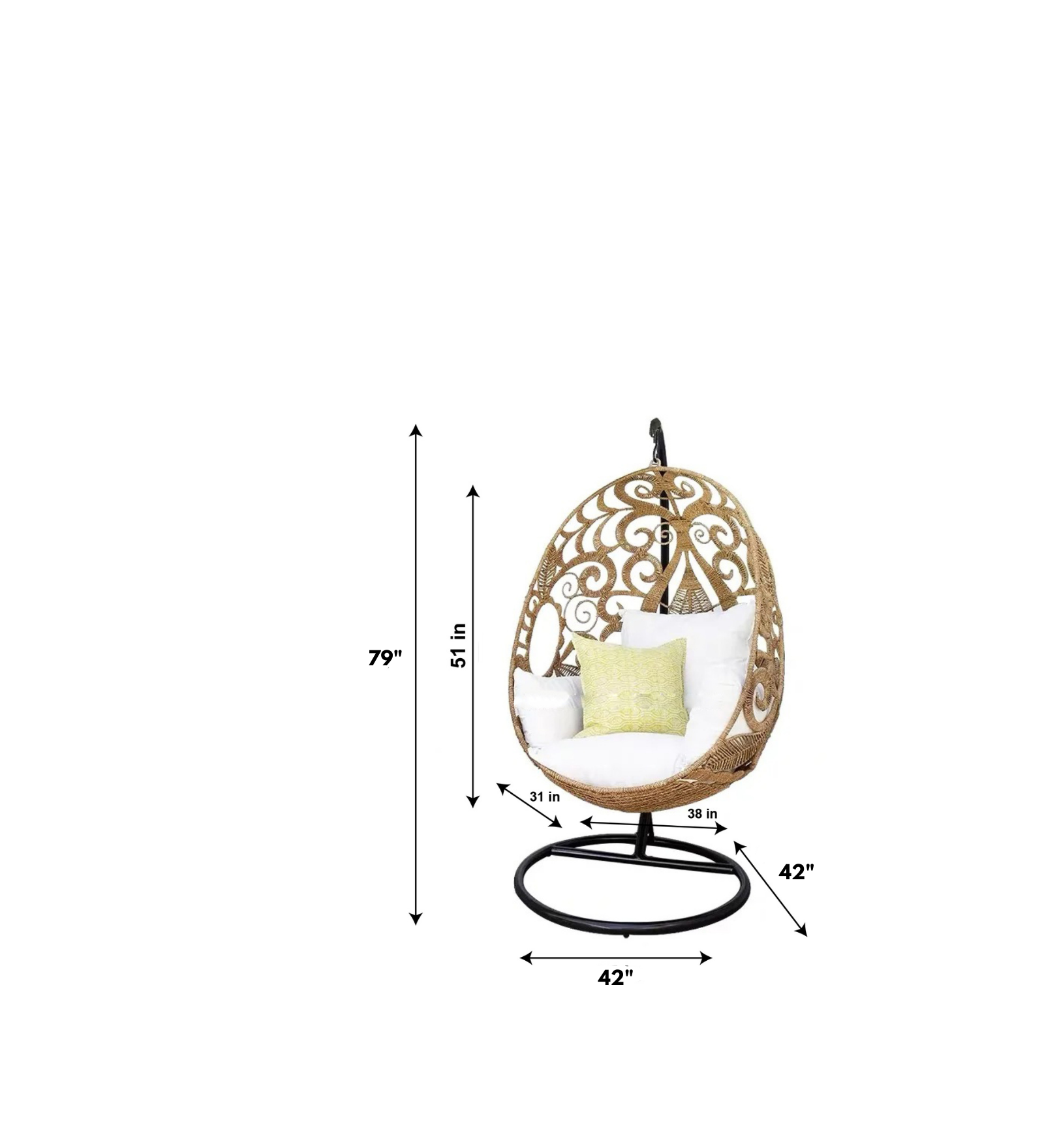 Gibson Single Seater Hanging Swing With Stand For Balcony , Garden (Tan)