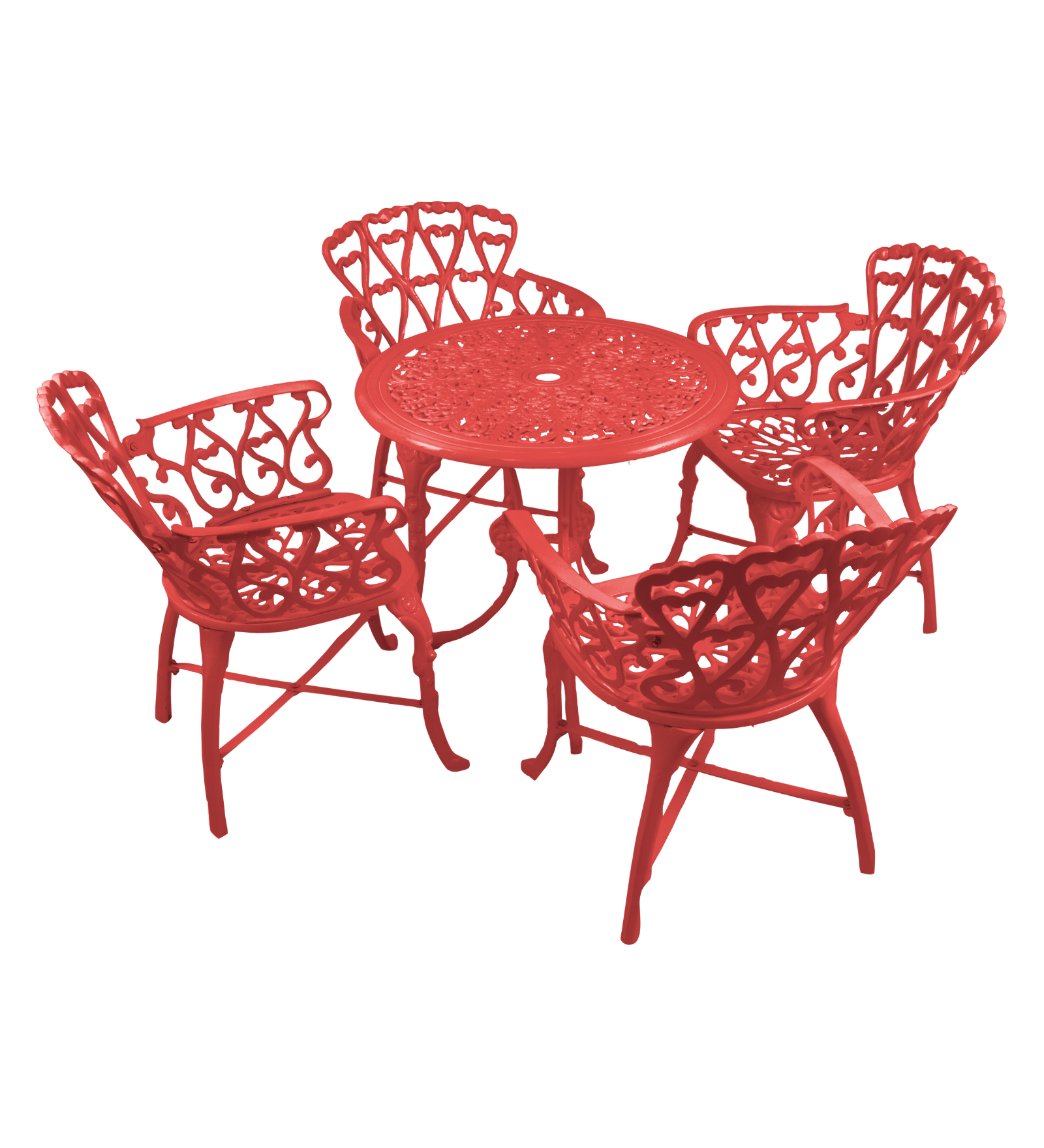 Rudi Cast Aluminium Garden Patio Seating 4 Chair and 1 Table Set