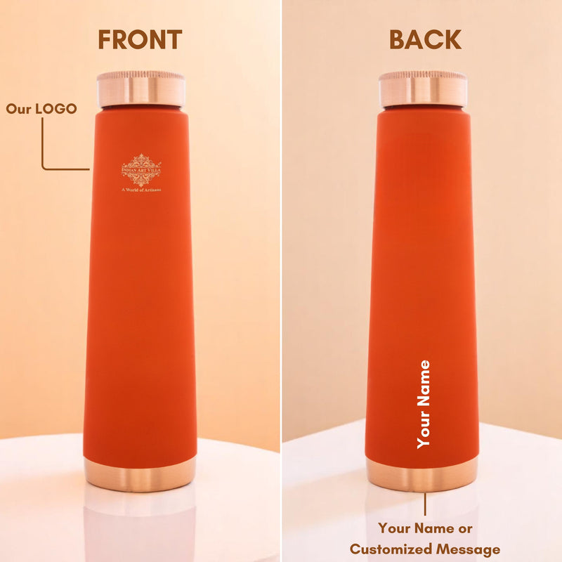 Personalized Copper Pyramid Shape Silk Finish Water Bottle