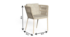 Akin Outdoor Patio Seating Set 4 Chairs and 1 Table Set (Cream) Braided & Rope