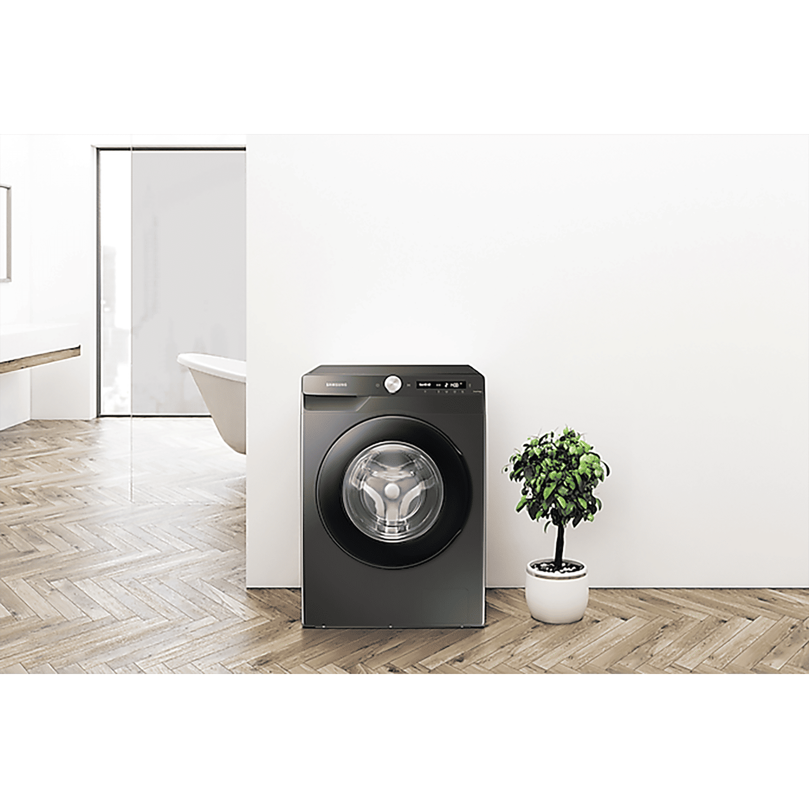 SAMSUNG 8 kg 5 Star Inverter Fully Automatic Front Load Washing Machine (WW80T504DAB1TL, AI Control Display, Black Caviar)