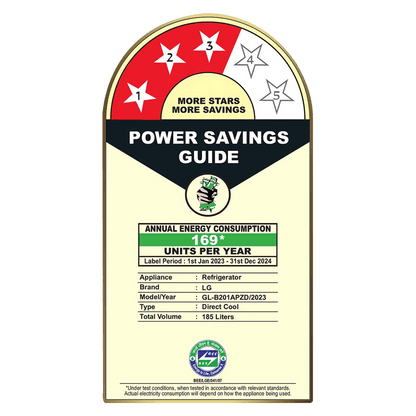 LG 185 Litres 3 Star Direct Cool Single Door Refrigerator with Stabilizer Free Operation (GL-B201APZD, Shiny Steel)