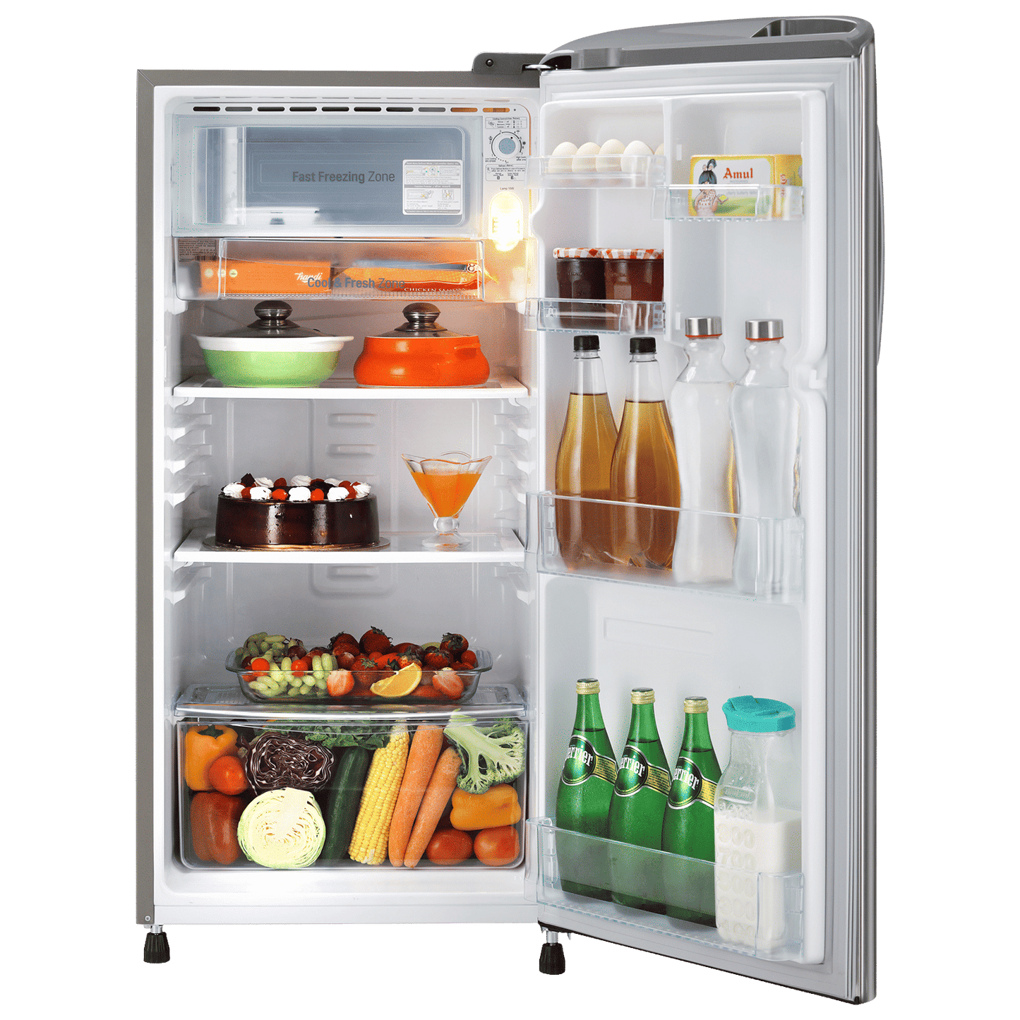 LG 185 Litres 3 Star Direct Cool Single Door Refrigerator with Stabilizer Free Operation (GL-B201APZD, Shiny Steel)