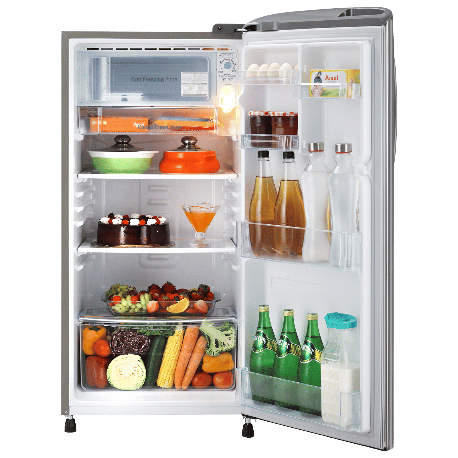 LG 185 Litres 3 Star Direct Cool Single Door Refrigerator with Stabilizer Free Operation (GL-B201APZD, Shiny Steel)