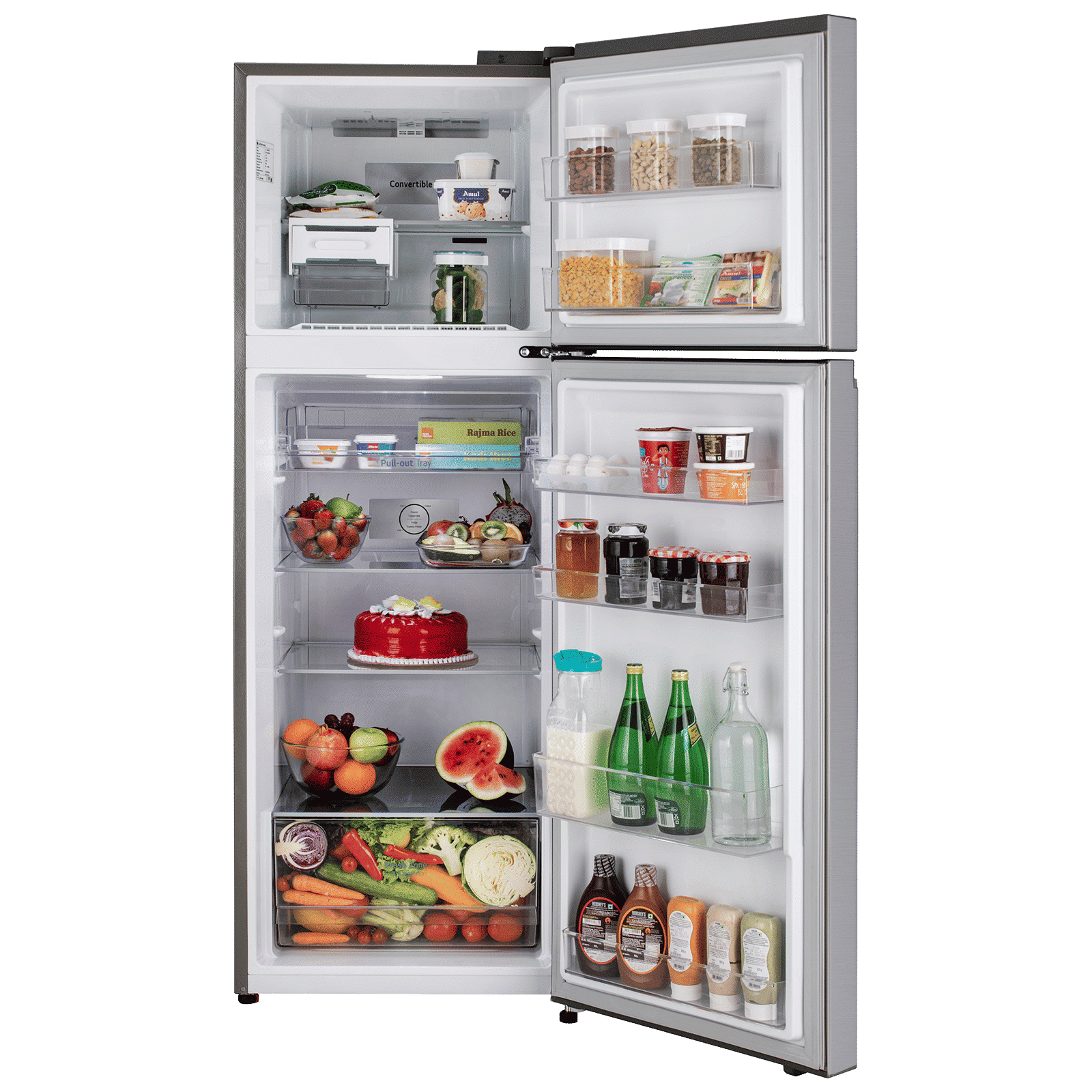 LG 322 Litres 2 Star Frost Free Double Door Convertible Refrigerator with Multi Air Flow System (GL-S342SPZY, Shiny Steel)