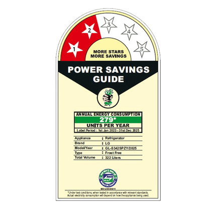 LG 322 Litres 2 Star Frost Free Double Door Convertible Refrigerator with Multi Air Flow System (GL-S342SPZY, Shiny Steel)