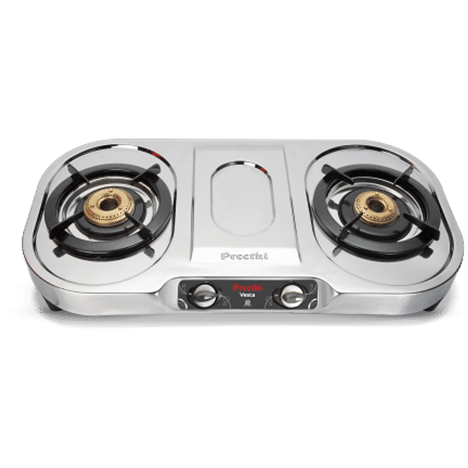 Preethi Vesta, 2 Burner Stainless Steel Gas Stove, 5 Yr Body & Burner Warranty