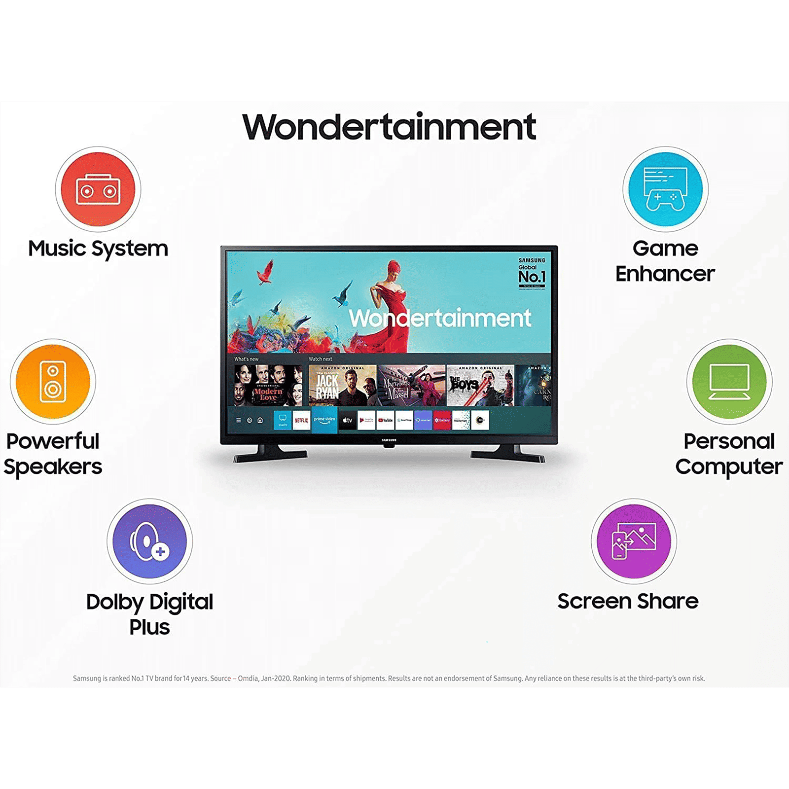 SAMSUNG Series 4 80 cm (32 inch) HD Ready LED Smart Tizen TV with Hyper Real Picture Engine (2020 Model)