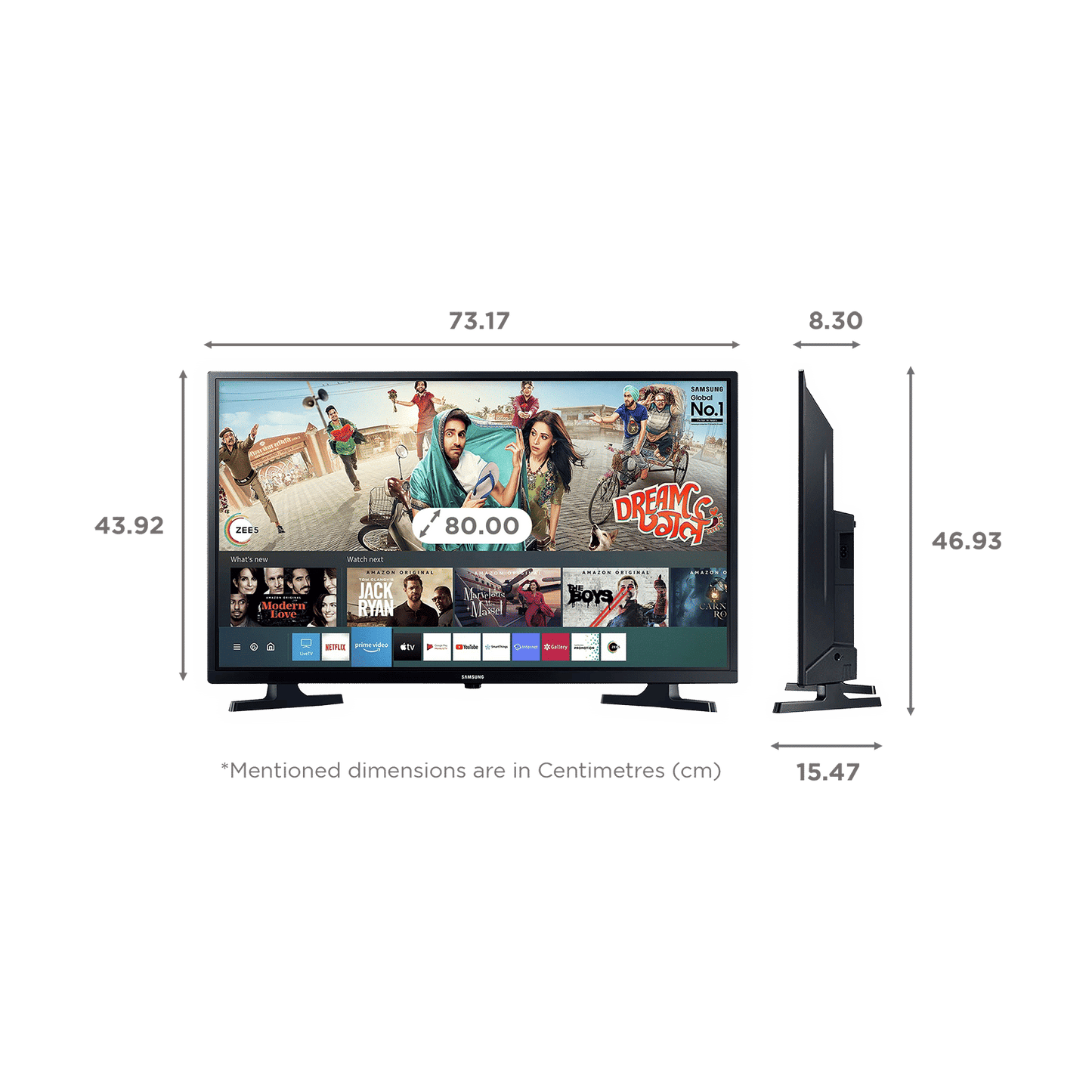 SAMSUNG Series 4 80 cm (32 inch) HD Ready LED Smart Tizen TV with Hyper Real Picture Engine (2020 Model)