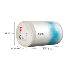 AO Smith Elegance Slim-LHS 25 Litres 3 Star Horizontal Storage Water Geyser with Glass Coated Incoloy Heating Element (White)