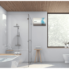 AO Smith Elegance Slim-LHS 25 Litres 3 Star Horizontal Storage Water Geyser with Glass Coated Incoloy Heating Element (White)