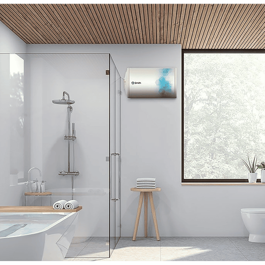 AO Smith Elegance Slim-LHS 25 Litres 3 Star Horizontal Storage Water Geyser with Glass Coated Incoloy Heating Element (White)