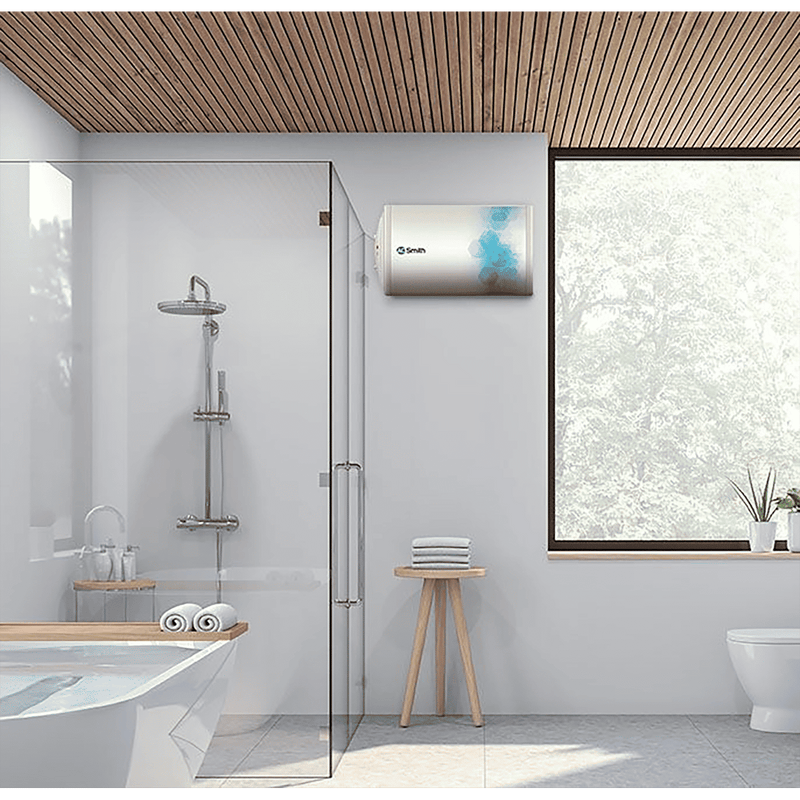 AO Smith Elegance Slim-LHS 25 Litres 3 Star Horizontal Storage Water Geyser with Glass Coated Incoloy Heating Element (White)