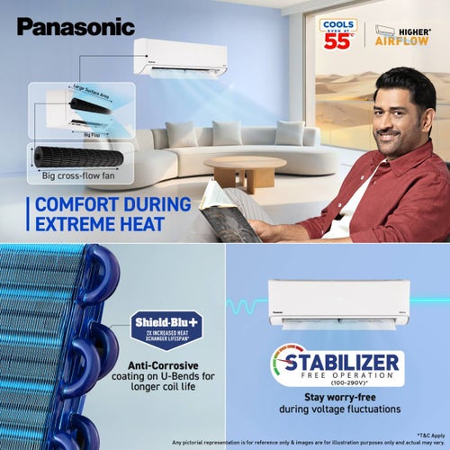 Panasonic 1.5 Ton 3 Star Inverter Split AC | Copper Condenser | 8-in-1 Convertible | PM 0.1 Filter | 4-Way Swing | Wi-Fi & Voice Control (CSEU18CKY3XFMH, 2026 Model)