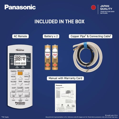 Panasonic 1.5 Ton 3 Star Inverter Split AC | Copper Condenser | 8-in-1 Convertible | PM 0.1 Filter | 4-Way Swing | High Ambient Cooling (CSEU18CKY3XFH, 2026 Model)