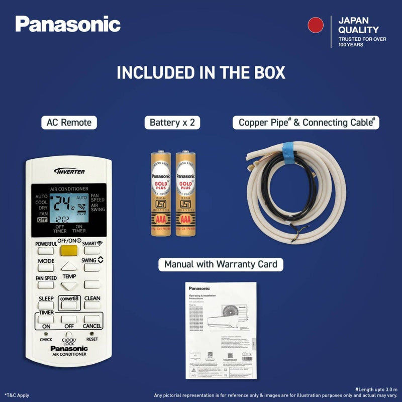 Panasonic 1.5 Ton 3 Star Inverter Split AC | Copper Condenser | 8-in-1 Convertible | PM 0.1 Filter | DustBuster Technology | 4-Way Air Swing (CSEU18CKY3FM, 2026 Model)