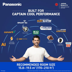 Panasonic 2 Ton 5 Star Inverter Split AC | Copper Condenser | 8-in-1 Convertible | PM 0.1 Filter | 4-Way Swing | Wi-Fi & Voice Control (CSEU24CKY5FM, 2026 Model)