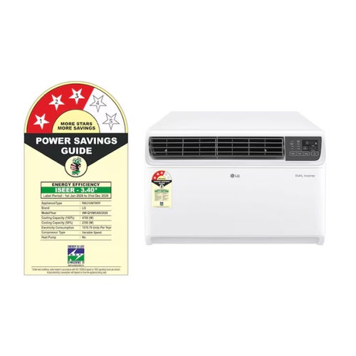 LG 1.5 Ton 3 Star DUAL Inverter Window Smart AC | 100% Copper Tubes | Convertible 4-in-1 Cooling | ThinQ and Voice Control | Super Silent Operation (AW-Q18WWXA, 2026 Model - New BEE Star Rated) White