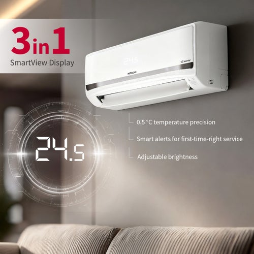 Hitachi 1 Ton 5 Star Inverter Split AC | Convertible Cooling | 4 Way Swing | Long Air Throw | Silent Mode (RASV518PCDIST15TSPL, 2026 Model - New BEE Rating) White