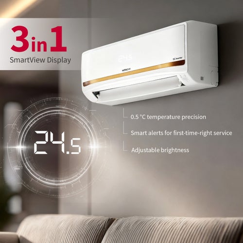 Hitachi 2 Ton 3 Star Inverter Split AC | Twin Rotary Compressor | 4 Way Swing | Long Air Throw (RAS.V322PCDIST, 2026 Model - New BEE Rating) White