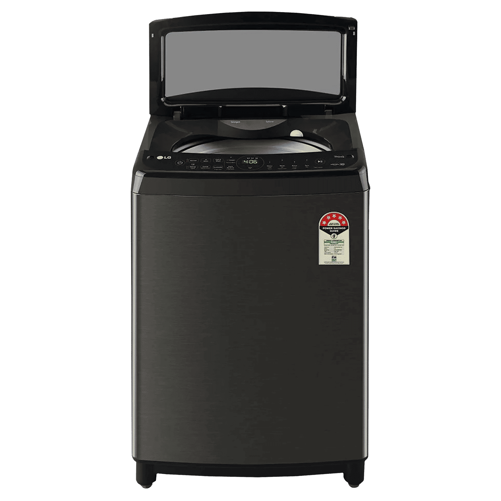 LG 10 kg 5 Star Inverter Fully Automatic Top Load Washing Machine (THD10SWP.APBQEIL, In-Built Heater, Platinum Black)
