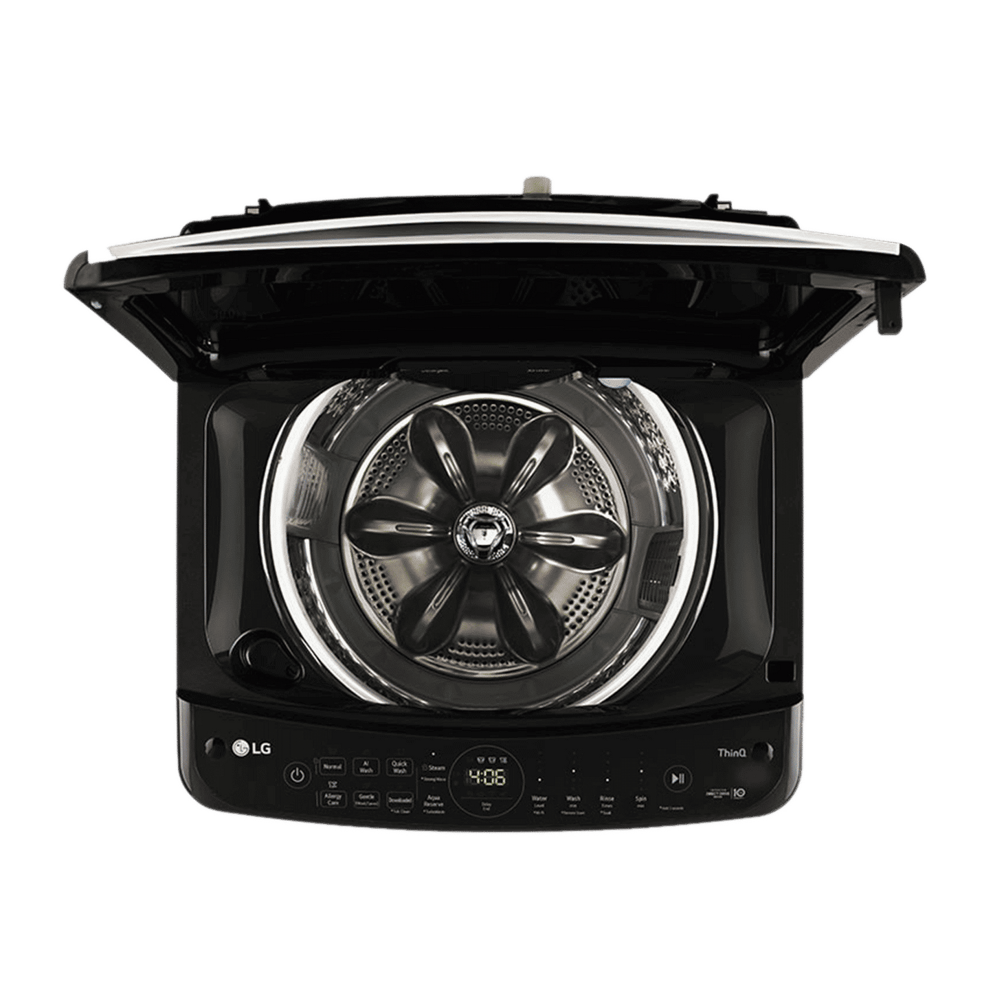 LG 10 kg 5 Star Inverter Fully Automatic Top Load Washing Machine (THD10SWP.APBQEIL, In-Built Heater, Platinum Black)