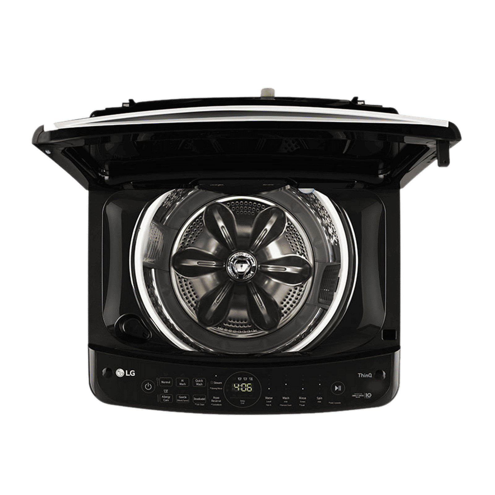 LG 10 kg 5 Star Inverter Fully Automatic Top Load Washing Machine (THD10SWP.APBQEIL, In-Built Heater, Platinum Black)