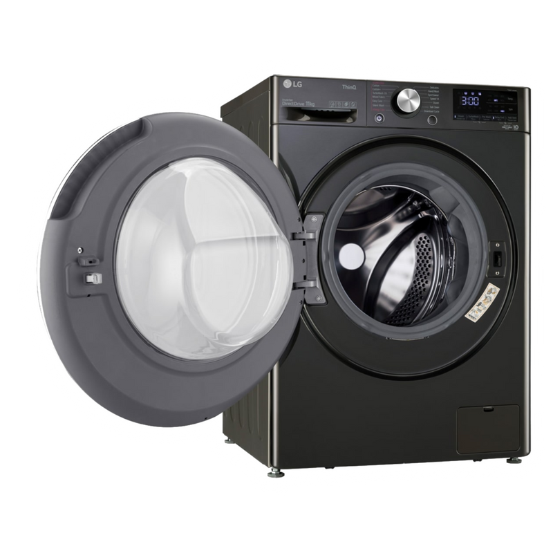 LG 11 kg 5 Star Inverter Fully Automatic Front Load Washing Machine (FHP1411Z9B.ABLQEIL, Steam Wash Technology, Black)
