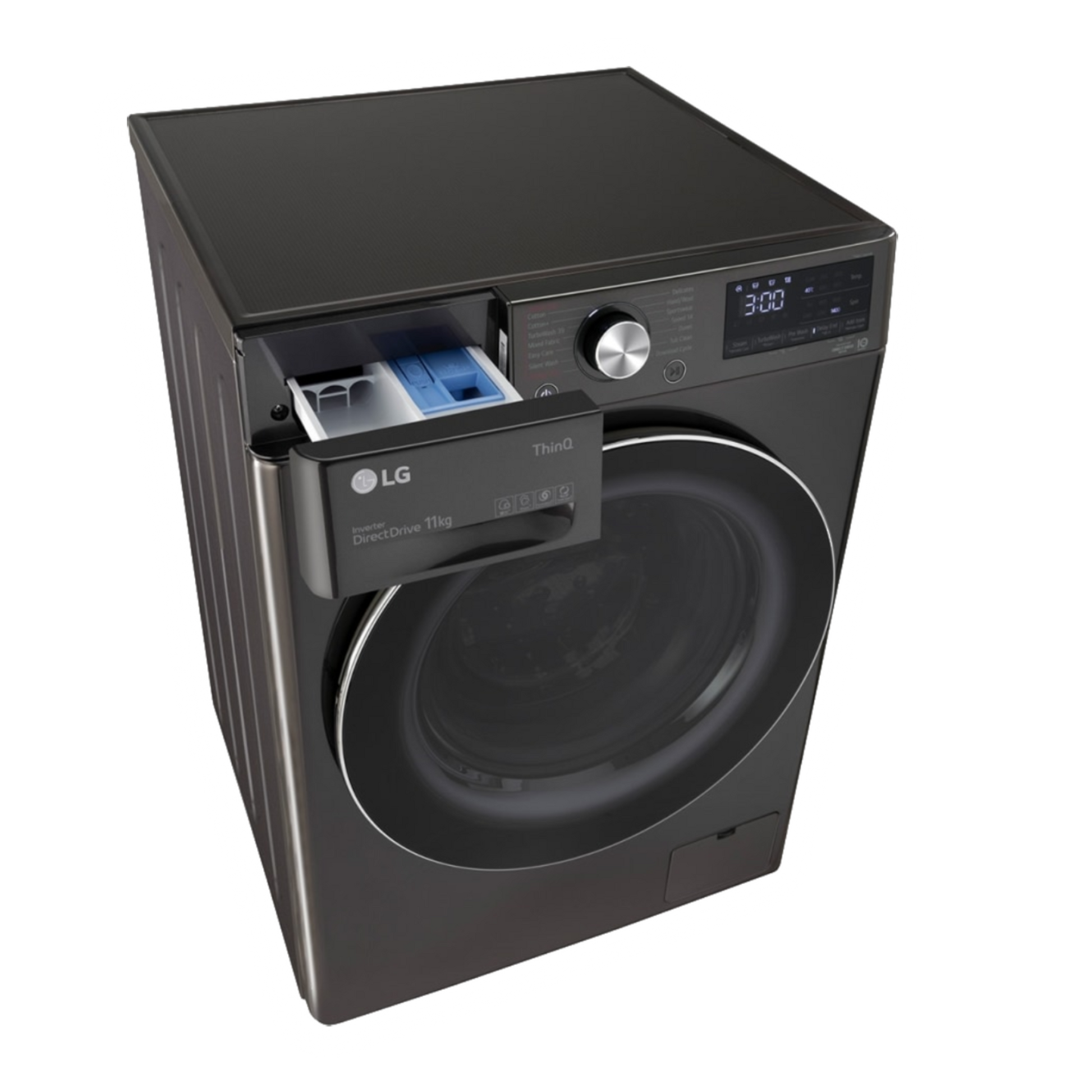 LG 11 kg 5 Star Inverter Fully Automatic Front Load Washing Machine (FHP1411Z9B.ABLQEIL, Steam Wash Technology, Black)