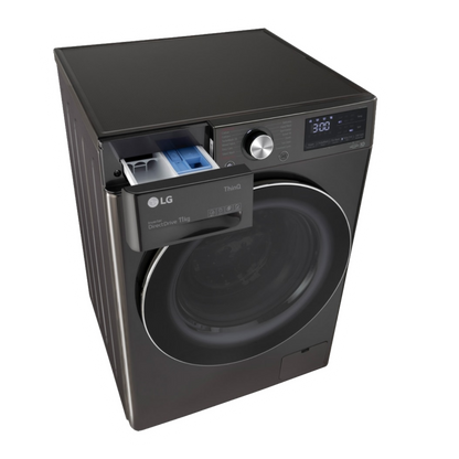 LG 11 kg 5 Star Inverter Fully Automatic Front Load Washing Machine (FHP1411Z9B.ABLQEIL, Steam Wash Technology, Black)
