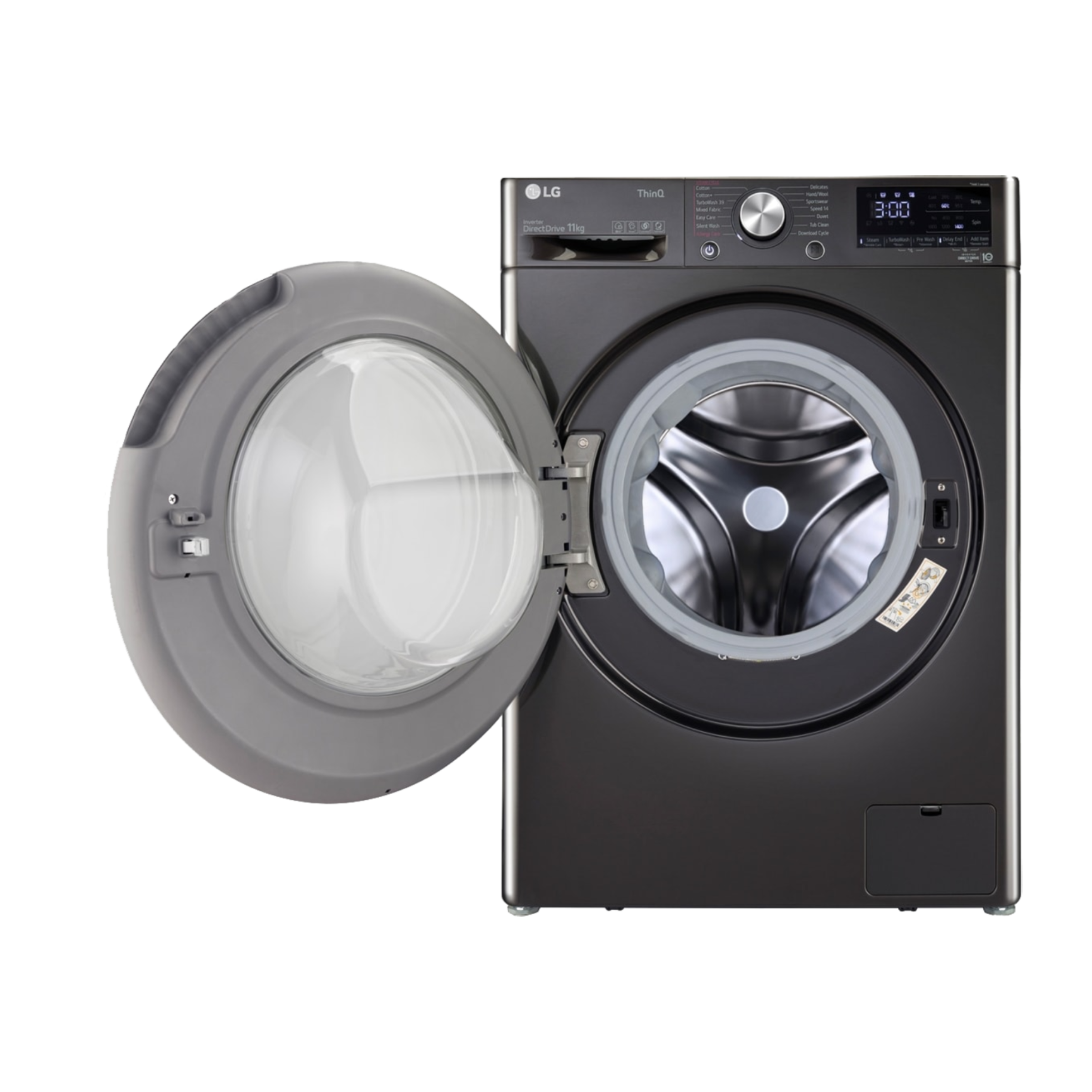 LG 11 kg 5 Star Inverter Fully Automatic Front Load Washing Machine (FHP1411Z9B.ABLQEIL, Steam Wash Technology, Black)