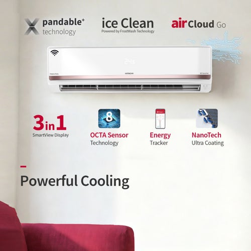 Hitachi 1.5 Ton 3 Star Inverter Split AC | Hybrid Convertible | 4 Way Swing | Wi-Fi & Voice Control | Long Air Throw (RASY319PCDISL15TSPL, 2026 Model - New BEE Rating) White