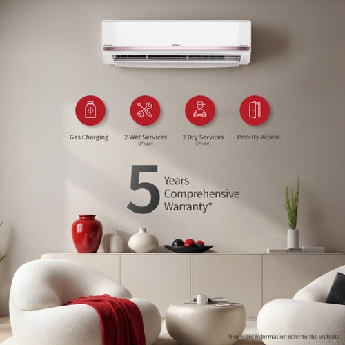 Hitachi 1.5 Ton 3 Star Inverter Split AC | Hybrid Convertible | 4 Way Swing | Wi-Fi & Voice Control | Long Air Throw (RASY319PCDISL15TSPL, 2026 Model - New BEE Rating) White