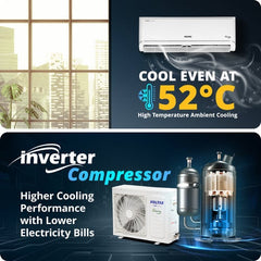 Voltas 1.5 Ton 3 Star Inverter Split AC | Copper | 4-in-1 Adjustable Mode | Turbo Cooling | High Ambient Cooling | Anti-Dust Filter (183INVVECTRAZENSILVER15TSPL, 2026 Model)