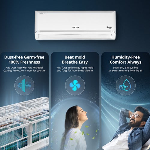 Voltas 1.5 Ton 3 Star Inverter Split AC | Copper | 4-in-1 Adjustable Mode | Turbo Cooling | High Ambient Cooling | Anti-Dust Filter (183INVVECTRAZENSILVER15TSPL, 2026 Model)