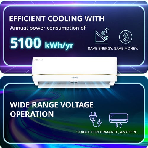Voltas 1.5 Ton 3 Star Inverter Split AC | Copper | 4-Step Adjustable Mode | Turbo Cooling | High Ambient Cooling | Anti-Dust Filter (183INV Vertis Zenith Gold, White, 2026 Model)