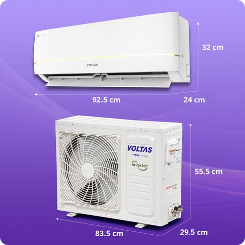 Voltas 1.5 Ton 3 Star Inverter Split AC | Copper | 4-Step Adjustable Mode | Turbo Cooling | High Ambient Cooling | Anti-Dust Filter (183INV Vertis Zenith Gold, White, 2026 Model)
