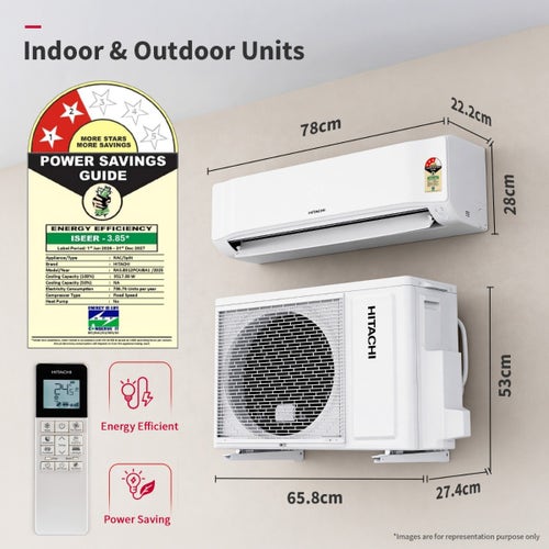 Hitachi 1 Ton 2 Star Inverter Split AC | 4 Way Swing | Anti-Bacterial SuperFine Mesh Filter | Silent Mode | Copper Condenser (RASB312PCAIBA11TSPL, 2026 Model - New BEE Rating) White