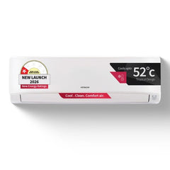 Hitachi 1 Ton 2 Star Inverter Split AC | 4 Way Swing | Anti-Bacterial SuperFine Mesh Filter | Silent Mode | Copper Condenser (RASB312PCAIBA11TSPL, 2026 Model - New BEE Rating) White