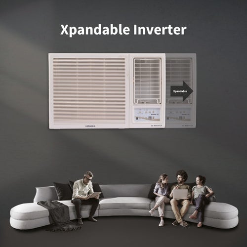 Hitachi 1.5 Ton 5 Star Inverter Window AC | Anti-Bacterial SuperFine Mesh Filter | Auto Fan Speed | Silent Mode | Copper Condenser (RAW518HIEO, 2026 Model - New BEE Rating) White