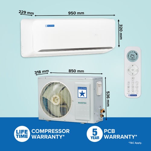 Bluestar 1.5 Ton 3 Star Inverter Split AC | Copper Condenser | 5-in-1 Convertible | Turbo Cool | Anti-Microbial & HEPA Filter (IA318NXUS, 2026 Model)