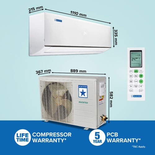 Bluestar 2 Ton 3 Star Inverter Split AC | Copper Condenser | 5-in-1 Convertible | Turbo Cool | Anti-Corrosive Blue Fins (IA322DXU, 2026 Model)